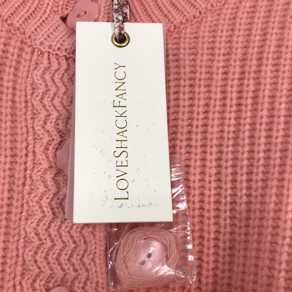 NWT LOVESHACKFANCY Branton Cropped Cardigan in Rosebud - Picture 12 of 14